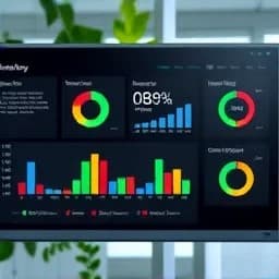 Bildschirm mit farbigen Diagrammen von PowerPoint.